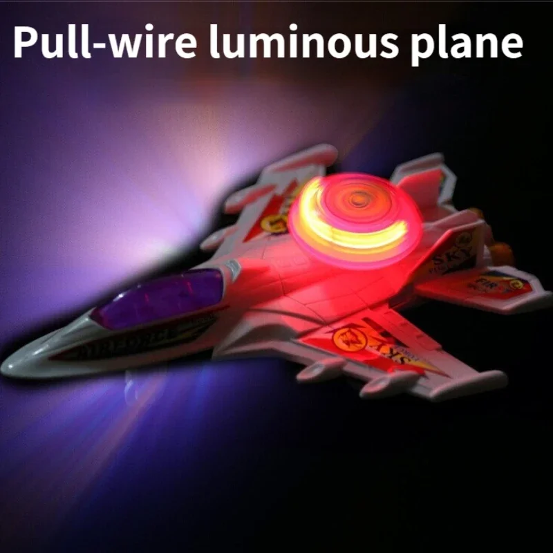 Kids Pull Wire Luminous Airplane Children Transportation Toy Airplane Model LED Flash Simulation Miniature Plane Kids Toy Gifts