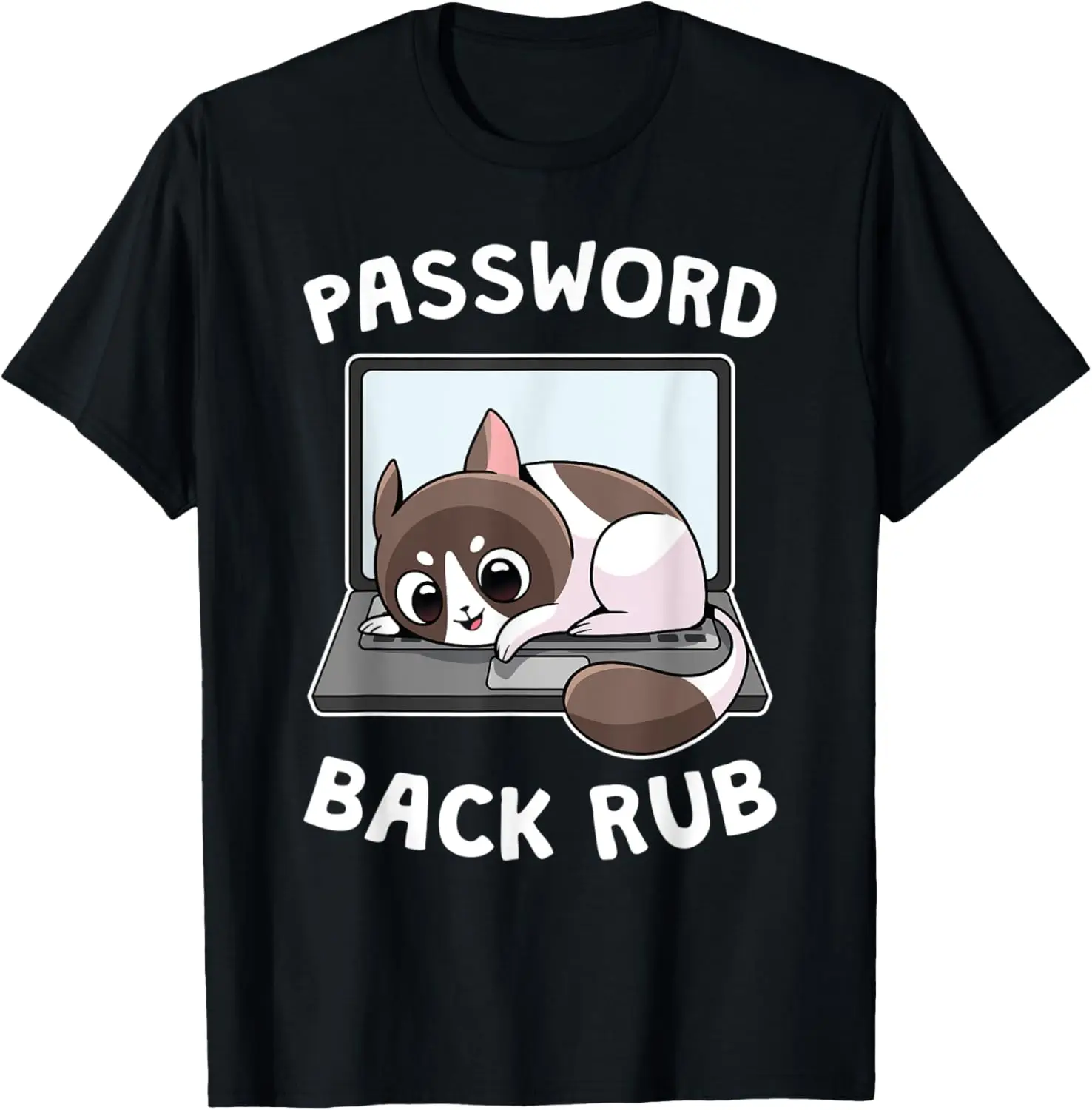 Gatos y portátiles Kitty en la parte trasera del ordenador Rub Laptop Cat Camiseta