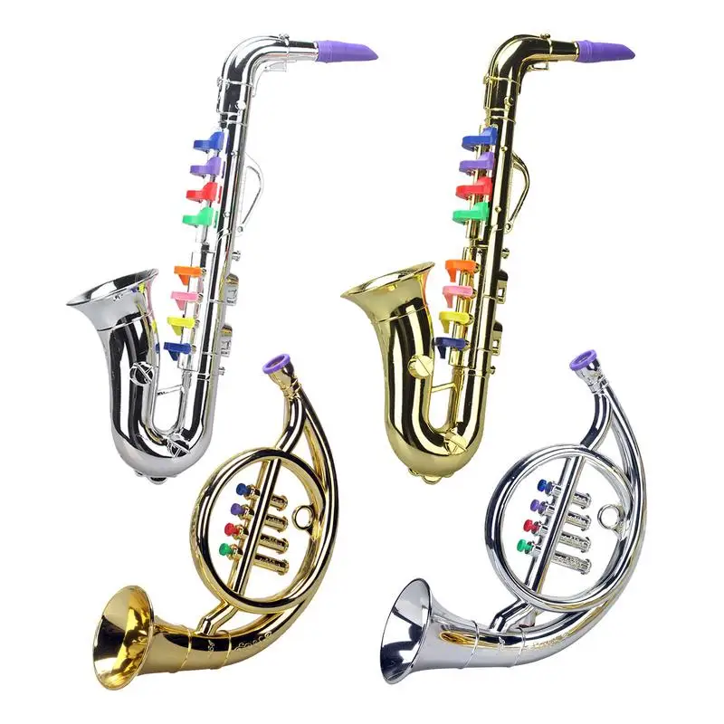 Kids French Horn Model Musical Toys Trumpet Instrument Saxophone Model Performance Instruments Mini Children Props Wind Birthday 