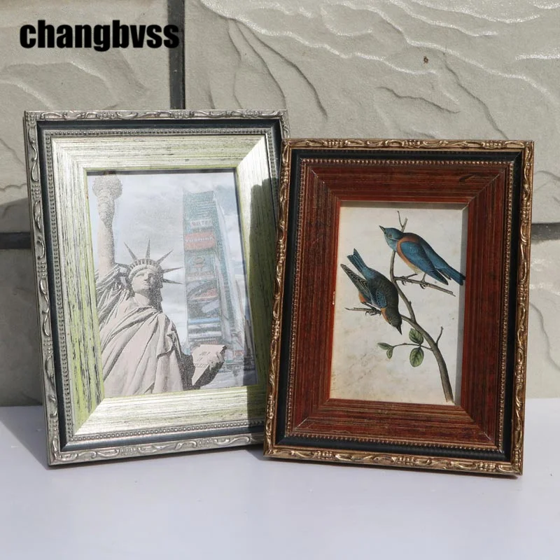 European-Style Solid Wood Retro Photo Frames Home Decoration Picture Frame Bedroom Bedside Table Photo Frame Small Ornaments