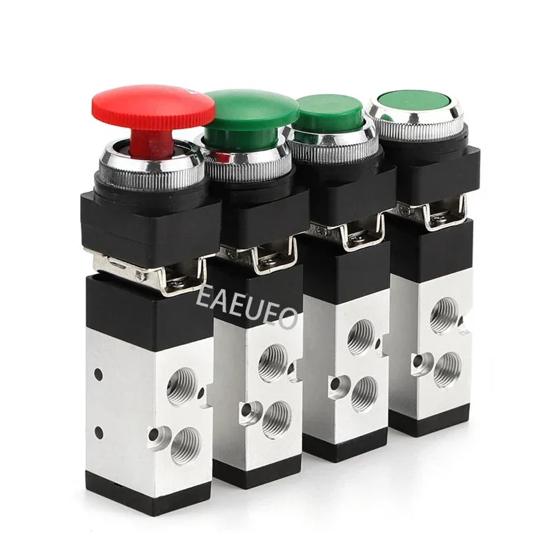 Pneumatic Mechanical Valve 2 Position 5 Way Manual Valve Air Switch Control Valve Push Button Momentary