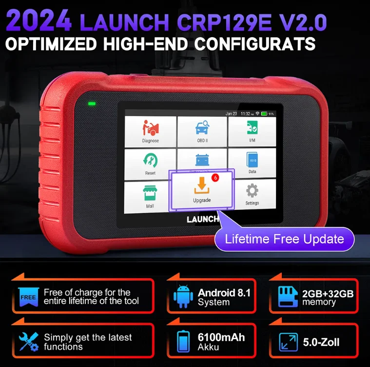 Launch Creader CRP129E 2.0 CRP129 CRP 129 E 129X 129E Alle System-Fahrzeugdiagnoseprüfgeräte OBD-II-Diagnosetool