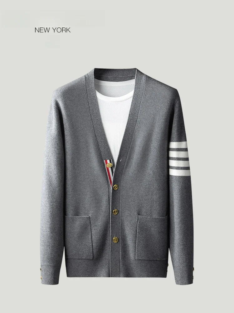 

Ультрамягкий шерстяной вязаный кардиган с V-образным вырезом для мужчин и женщин, новая зимняя коллекция, длинный рукав, этническая одежда