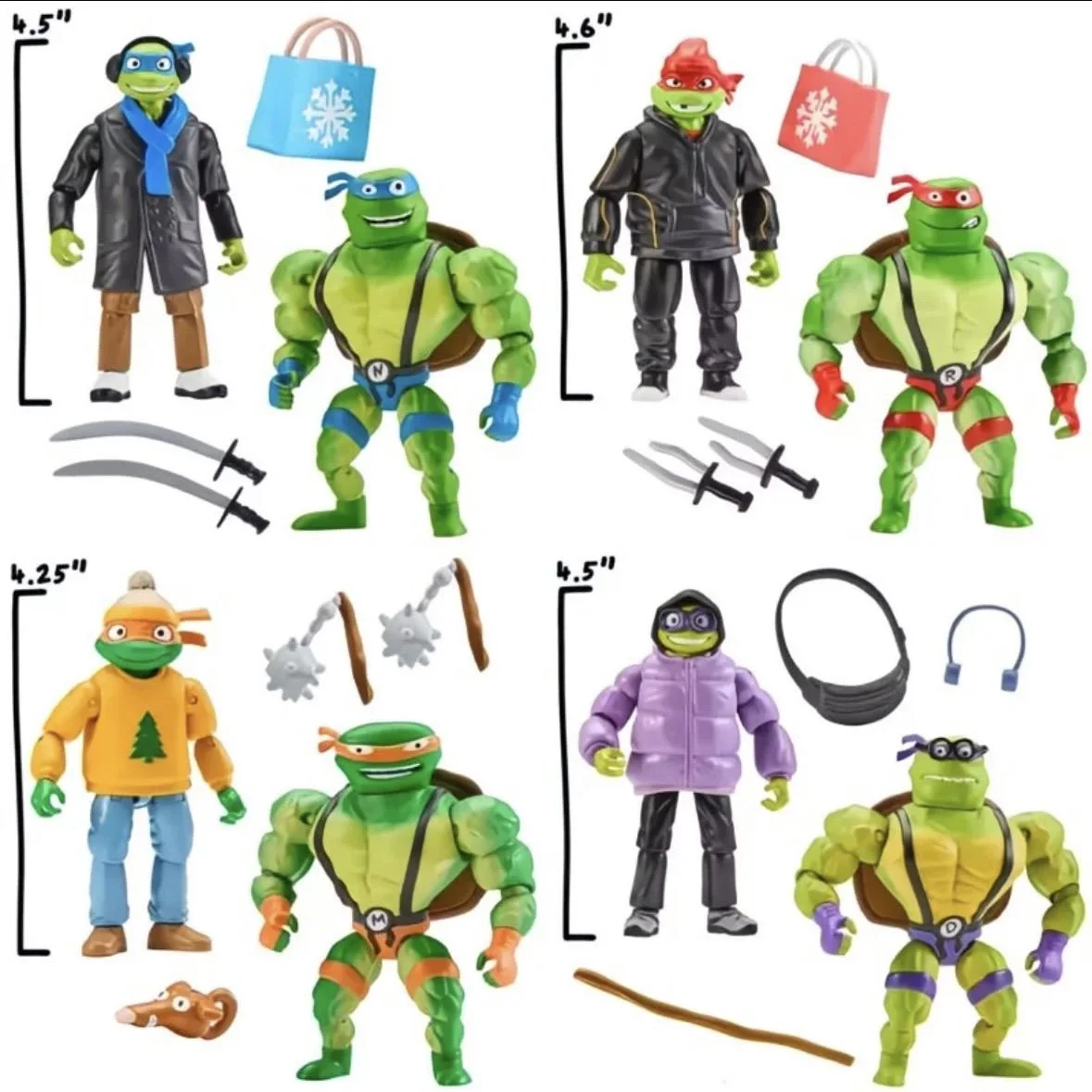 Figura de Acción de Leonardo y Raphael de las Tortugas Ninja Mutantes Adolescentes, Playmates Mutant Mayhem