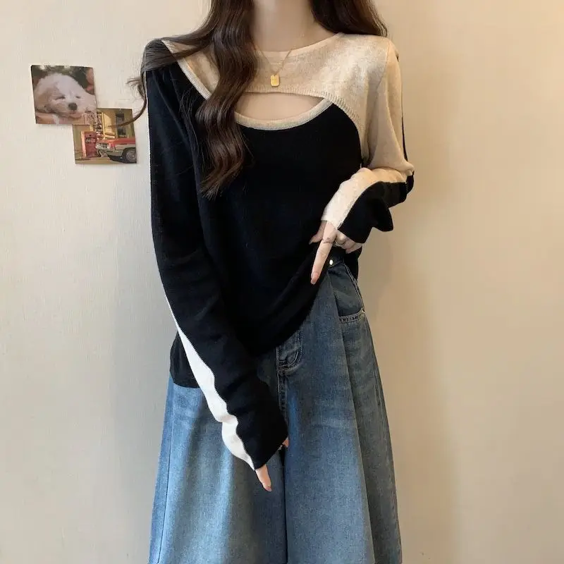 Sweet O-Neck Spliced Korean Hollow Out T-Shirt Female Clothing 2024 Spring Summer New Loose Casual Tops All-match Tee Shirt