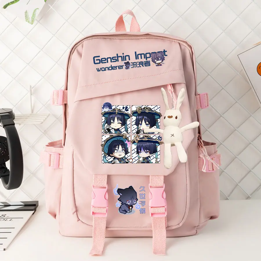 Рюкзак для совместной работы Genshin Impact Scaramouche для учащихся начальной и средней школы, легкий странник большой вместимости