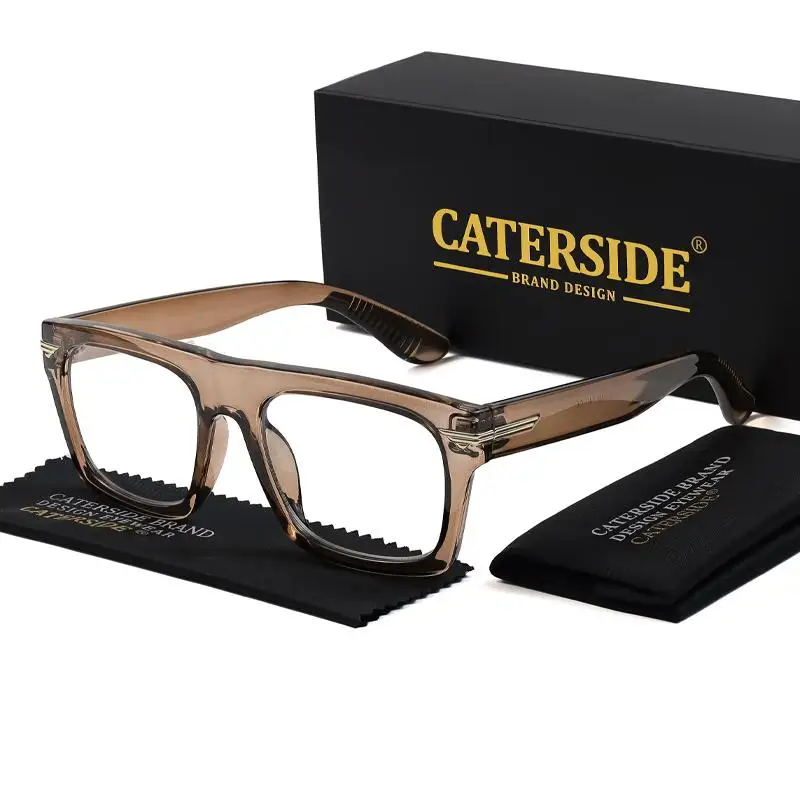 CATERSIDE Männer Anti Blaues Licht Gläser für Platz TR90 Rahmen Ultraleicht Retro Plain Gläser Trendy Myopie Computer Brillen Rahmen – Detail 11