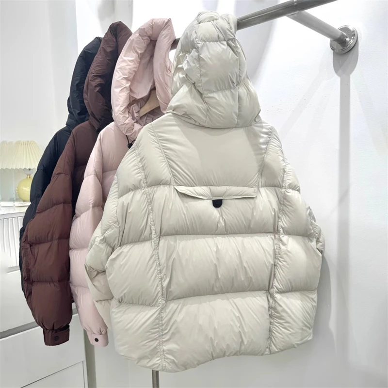 شتاء جديد وصول المرأة سميكة الدافئة مقنعين أسفل سترة عالية الجودة موضة عادية قصيرة نفخة الأبيض بطة ريشة سترة #6