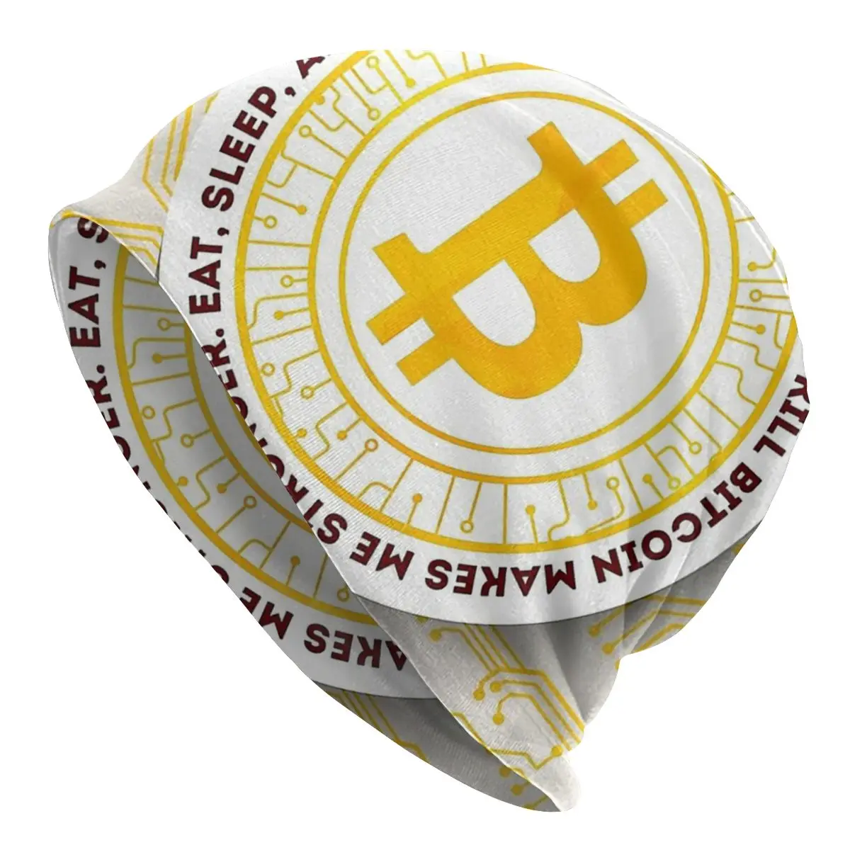 

Bitcoin Virtual Currency Skullies Beanies Caps Eat Sleep Thin Hat Autumn Spring Bonnet Hats Men Women's Street Ski Cap