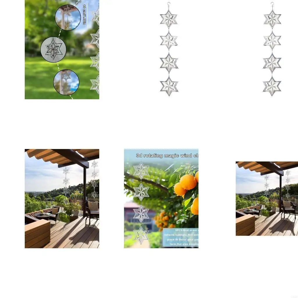 G92C Snowflake Reflective Bird Scare Hangers with Open Metal Design