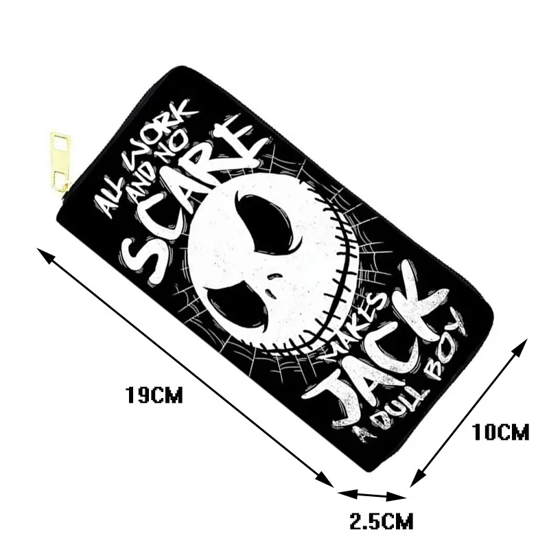 Disney Nightmare Before Christmas Jack Sally Women Printed Zip Around Wallet Halloween Art PU pochette Holder borsa ID Card Bag