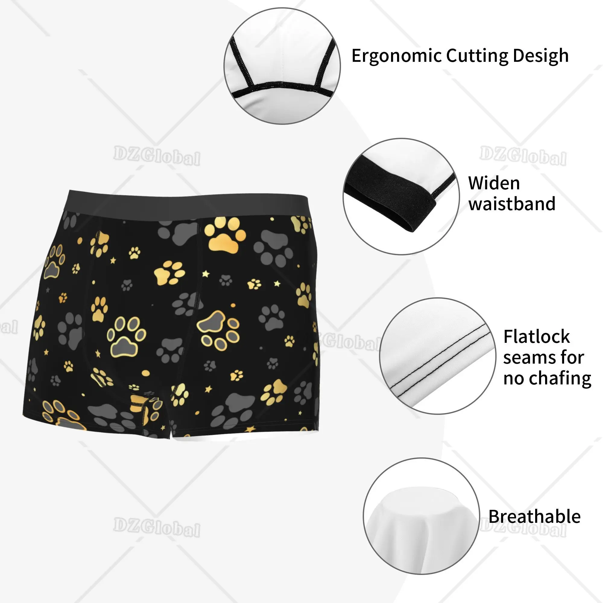 Funny Custom Men\'s Panties Dog Paw Print Boxer Shorts Personalized Comfort Underwear for Men Boys Brief Boxers Trunk S-XXL