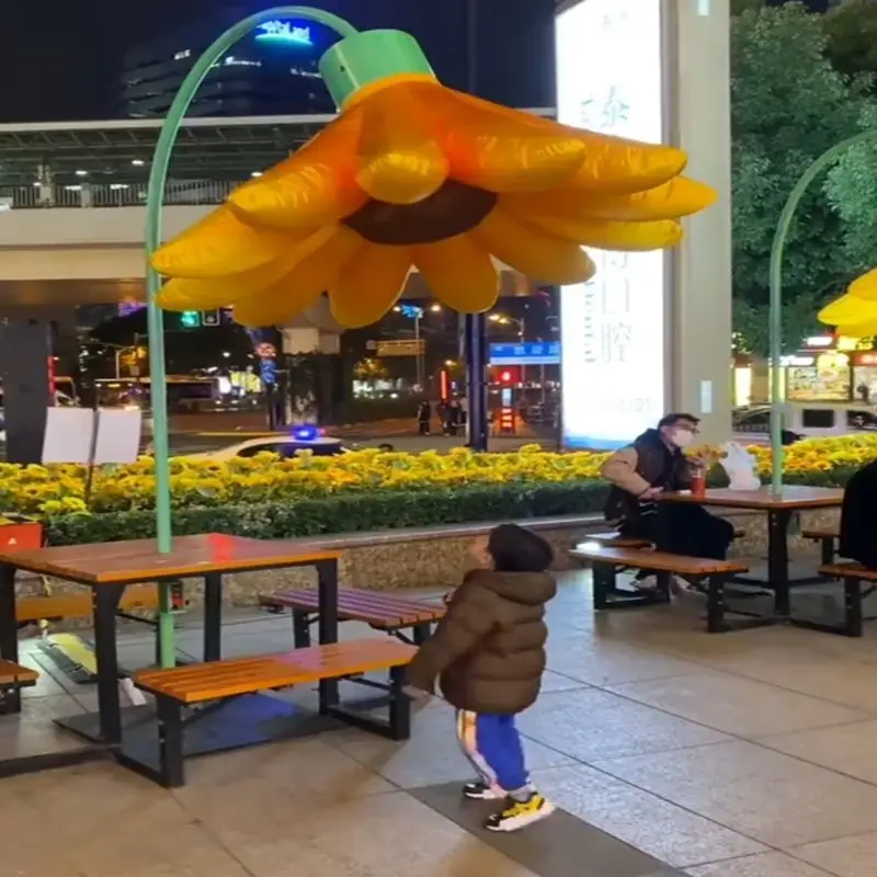

Human body induction automatic opening and closing lighting airmold flower clock in interactive device outdoor ornament