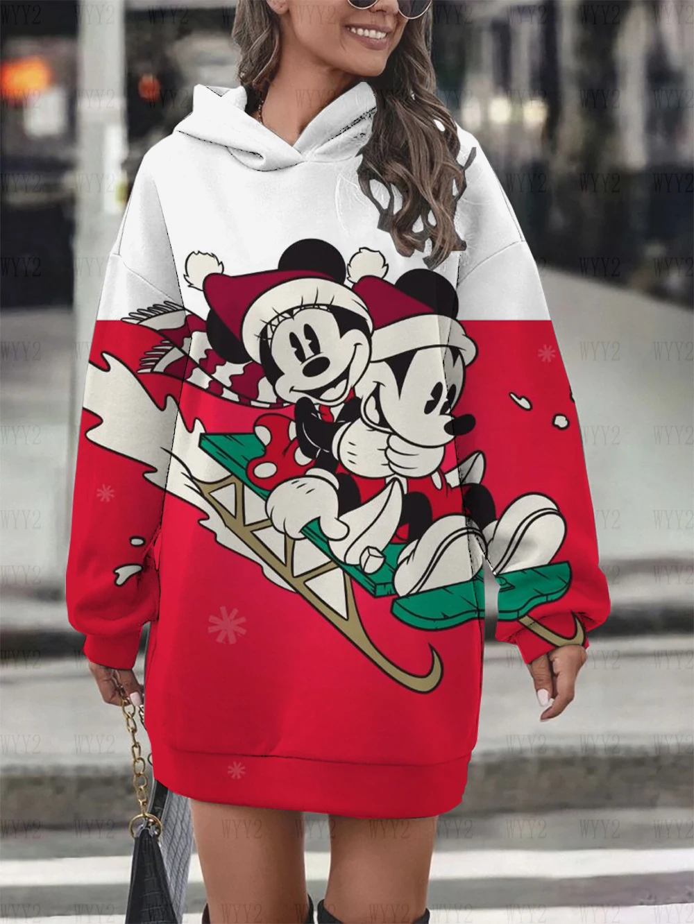 2024 new autumn and winter Disney Mickey Mouse Mickey print sweatshirt Christmas gift women\'s comfortable dress hoodie