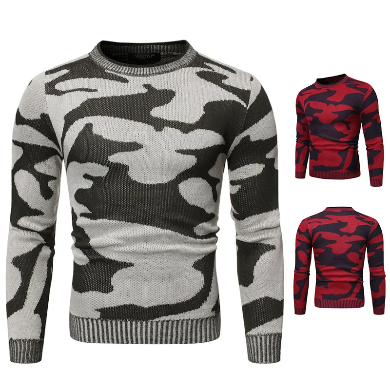 Autumn and Winter New Men's Large Round Neck Pullover with Contrast Color Loose Bottom Sweater