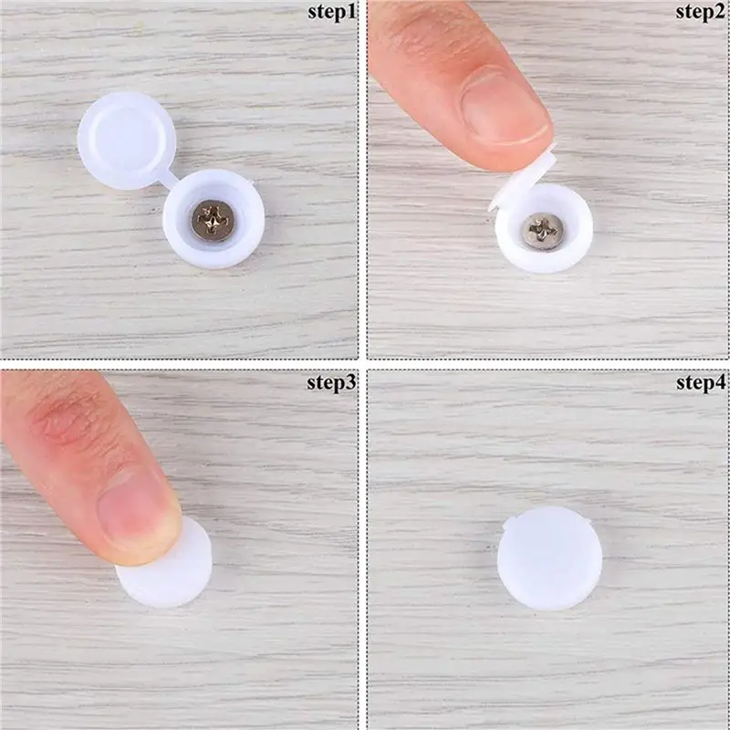DT17 400 Pcs Plastic Screw Cap Hinged Screw Head Covers Snap-on Decorative Covers for Furniture Wall