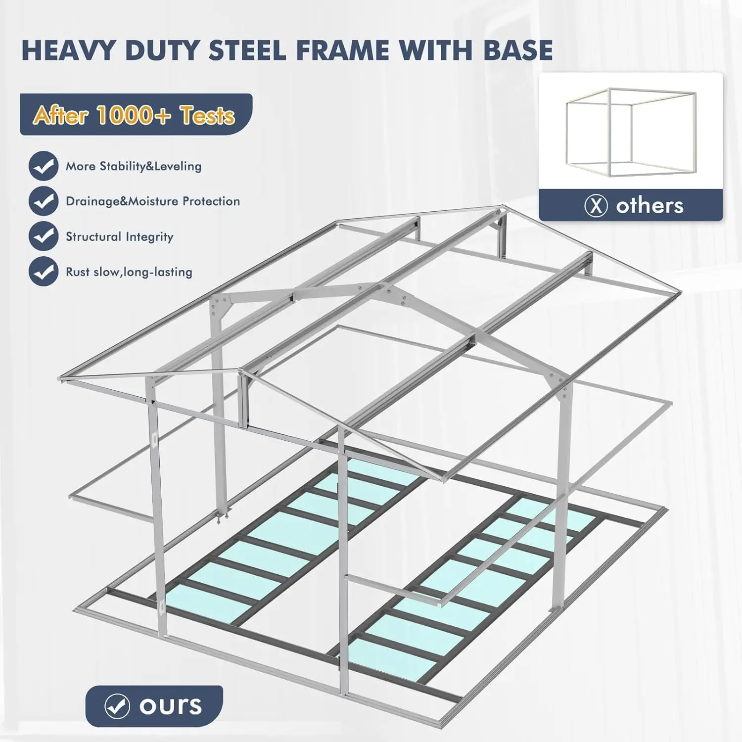 Outdoor Metal Storage Shed 10x12 FT with Floor Frame Clear Roof Vent Lockable Door Garden Backyard Patio, Customized - view 3