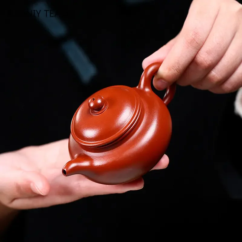 90ml Chinese Yixing Purple Clay Teapot Famous Artists Handmade Small Capacity Tea Pot Raw Ore Dahongpao Mud Kettle Zisha Tea Set