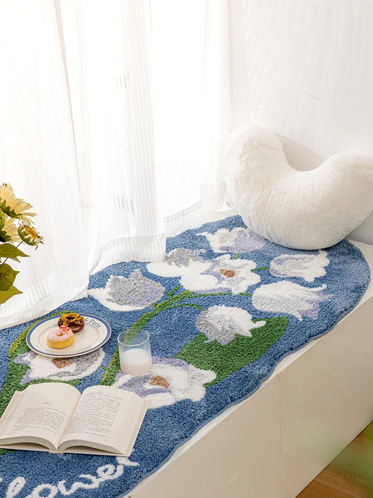 

Tulips ins-style plush bedside blanket, bedroom room carpet, tatami mat, bay window mat, sofa blanket