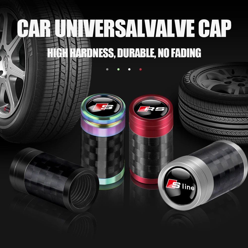 

4PCS Carbon Fiber Metal Car Badge Wheel Tires Valve Caps Accessories For Audi S A3 A4 B8 8V 8P A6 C7 A5 Q5 B7 B6 B9 Q7 A1 A7 Q3