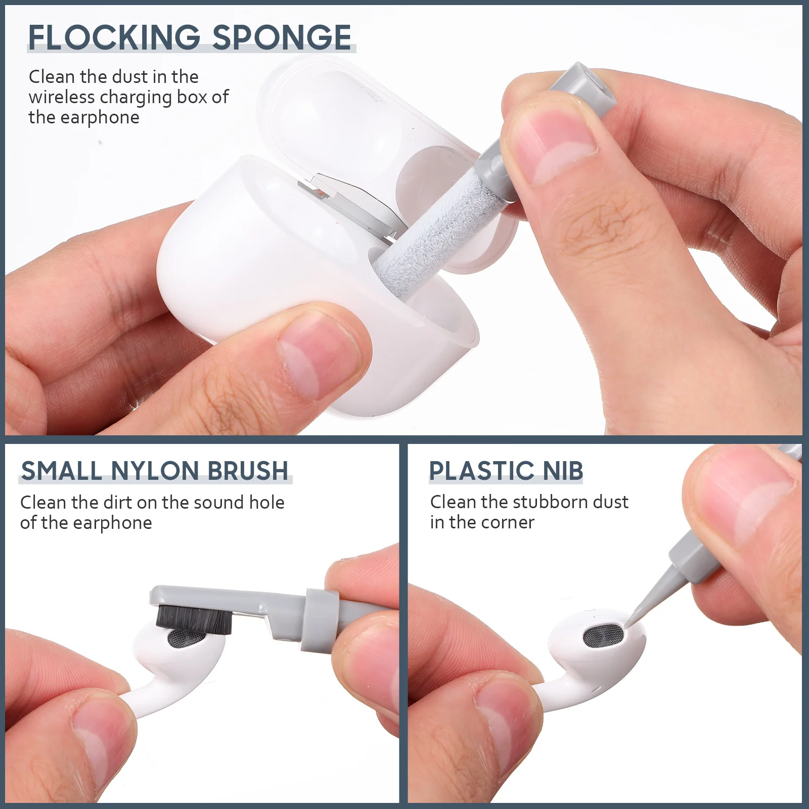 

2 set Electronic Cleaning Kit With Brush Pen Flocked Sponge Fiber Wipers Key Cap Puller Spray Bottle For Headphones Keyboards