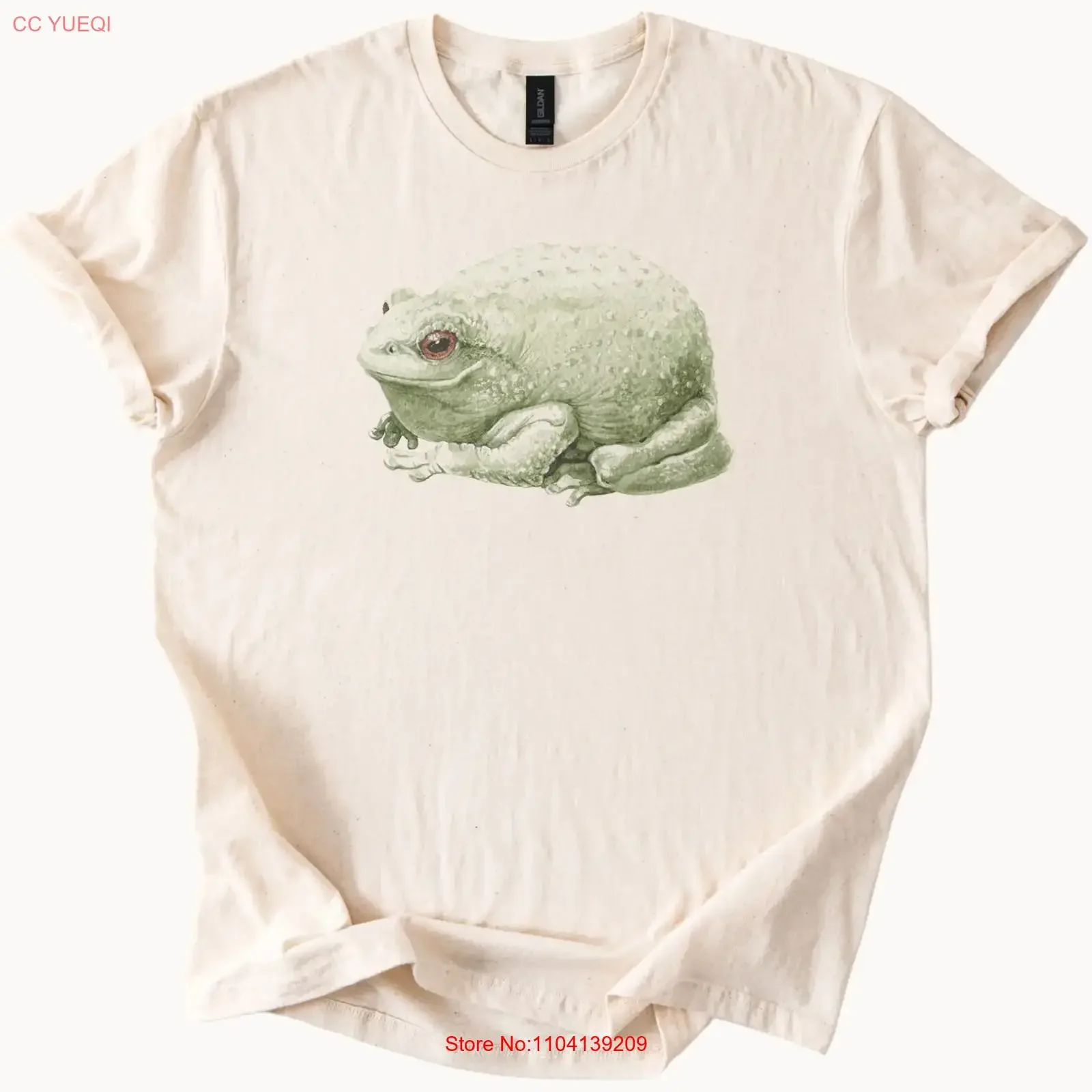 Green Frog Toad ArT T Shirt Amphibian Cute Animal Nature Top vintage Washed Stretched Top For Everyday Wear Stylish fashion