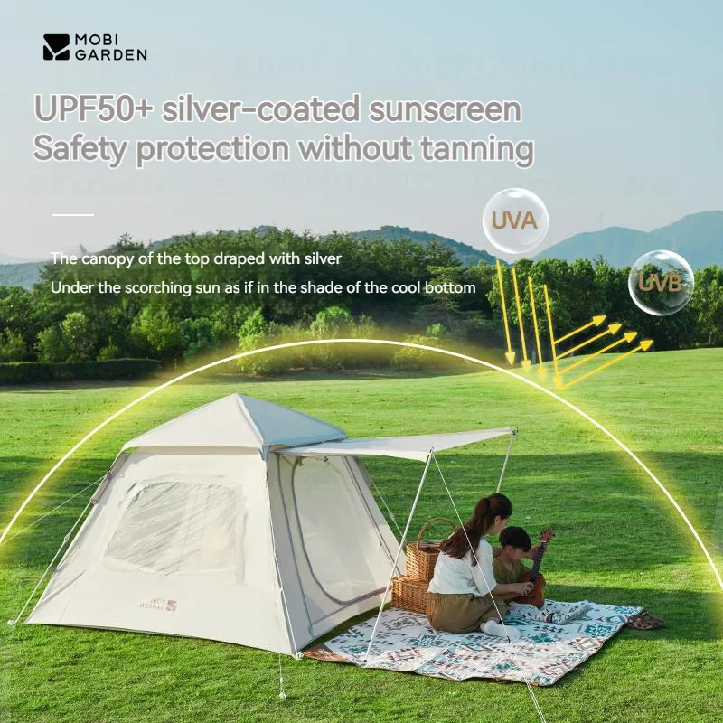 MOBI GARDEN Outdoor Camping Tent Canopy Picnic Family Travel Kids Park UPF50+ Zero-motion Automatic Shelter Portable 145 Large