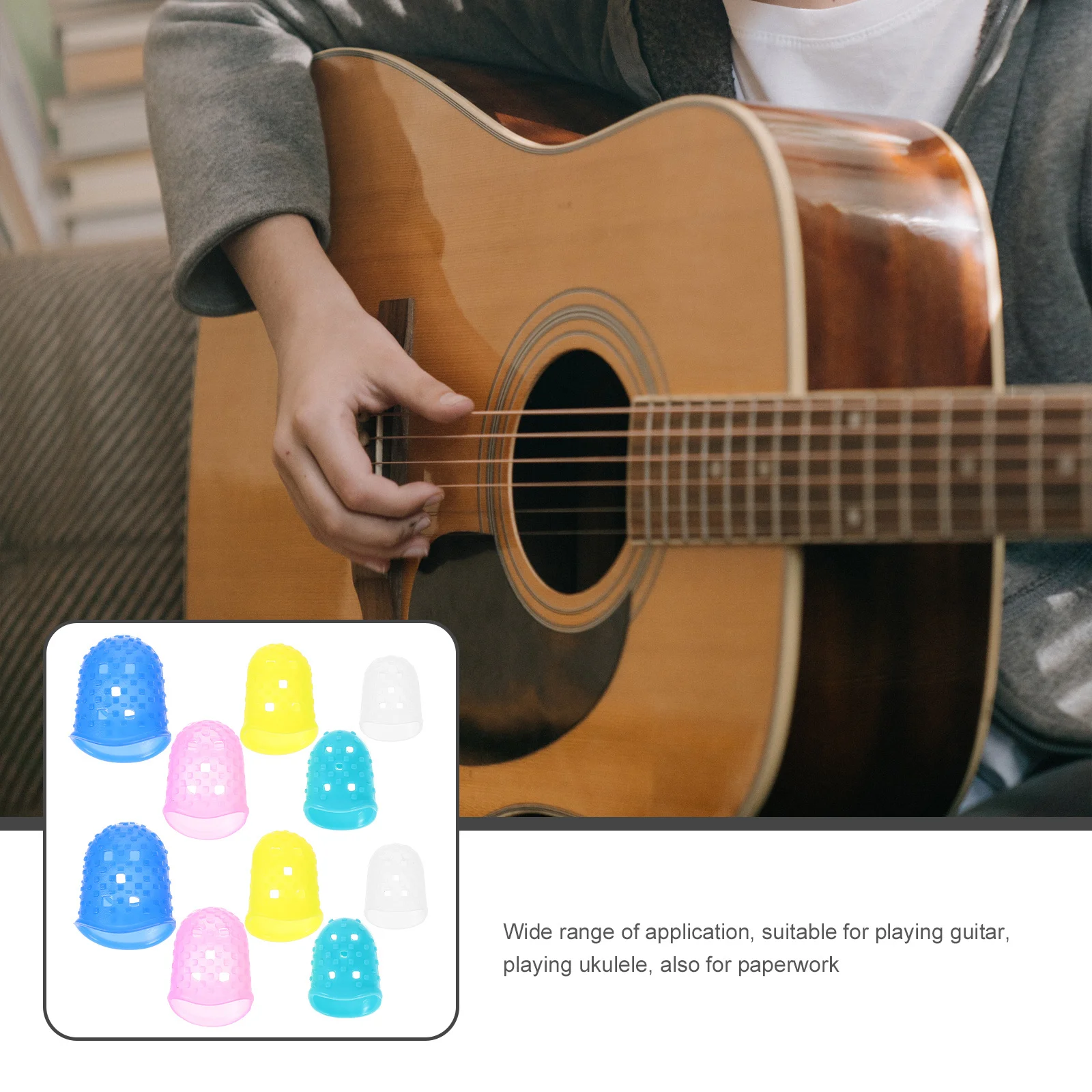 기타 연주용 실리콘 손가락 보호대 20개 논슬립 손가락 캡 보호용 안전 유연한 기타 손가락 커버