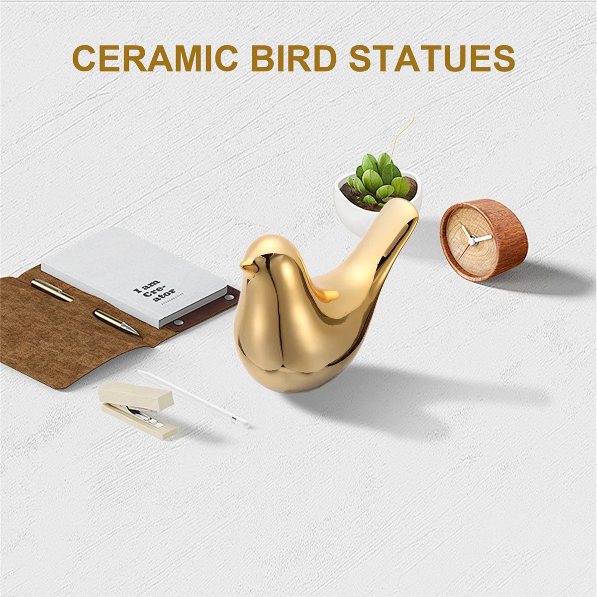 Фигурки птиц Фигурки дома Современные керамические статуи птиц Скульптура животных Украшения дома Ремесла Золотая керамика -XL