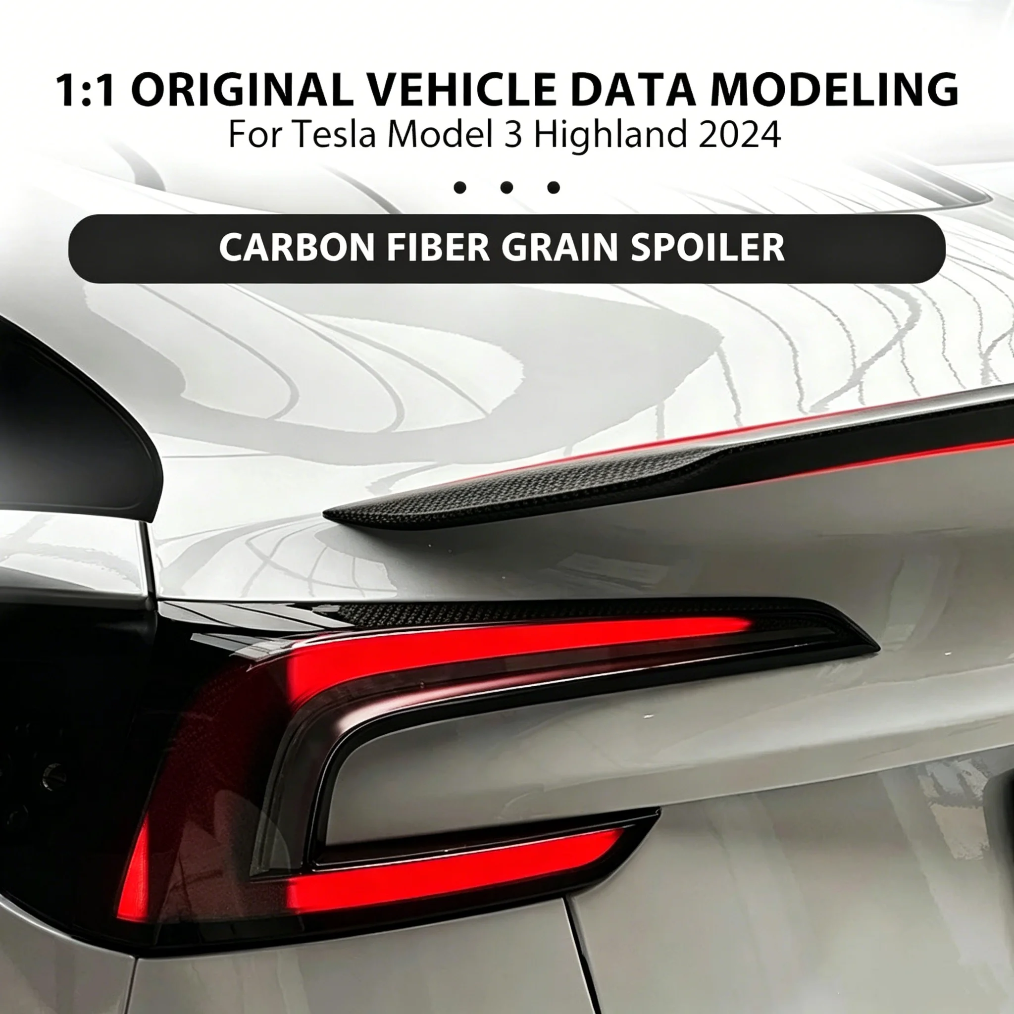 Performance Version Carbon Fiber Grain Spoiler For Tesla Model 3 Highland Rear Imitation Carbon Trunk Wing Exterior Accessories