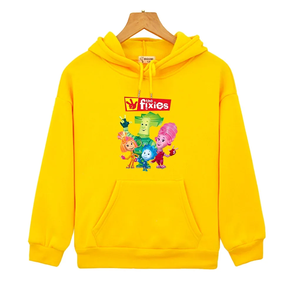 The Fixies Cartoon Print Hoodies Autumn Fleece Warm Comfortable Sweatshirt for Children Boys and Girls Kawaii Pullovers Clothing