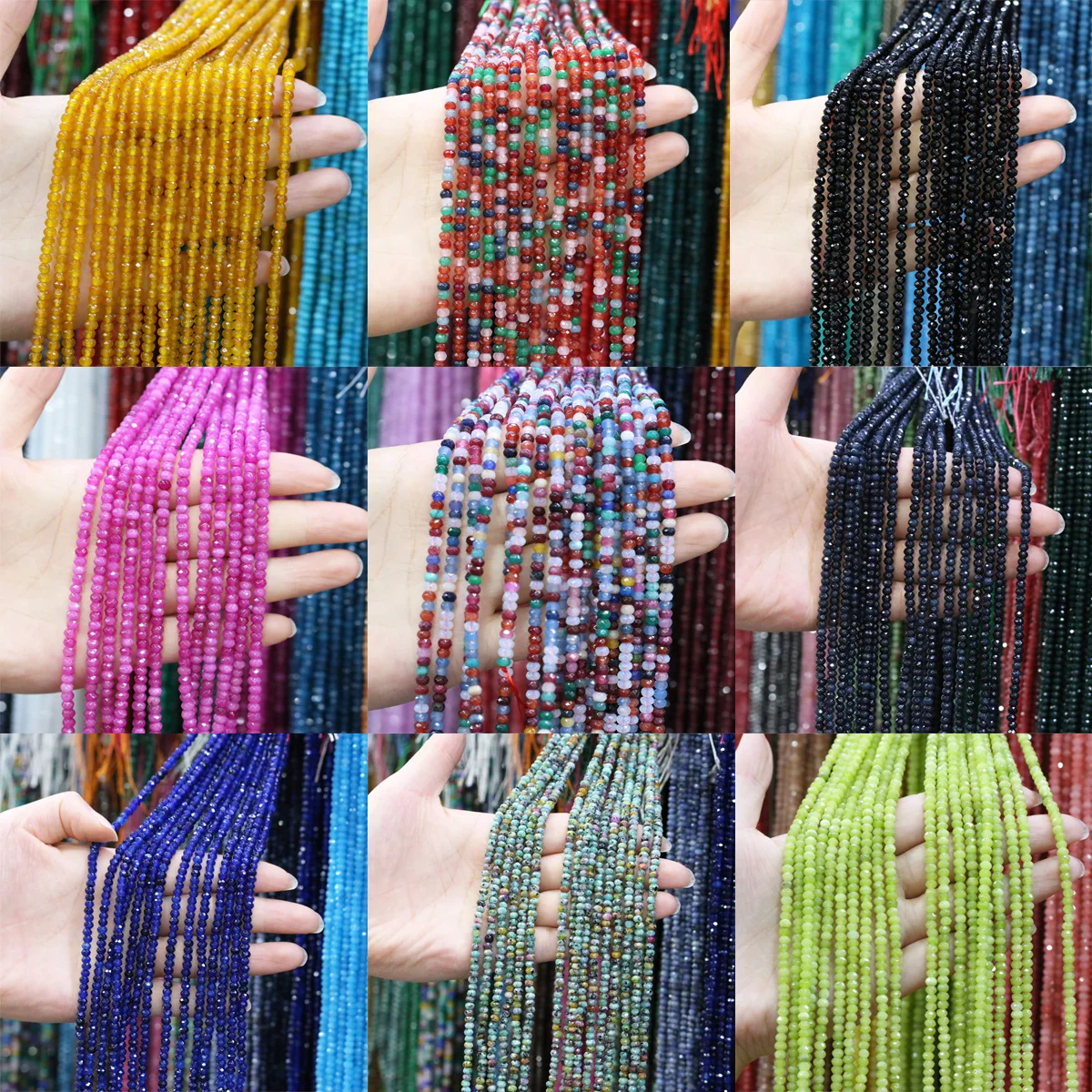 Section Natural Stone Bead Semi-precious Stones Faceted Flat Beads for Jewelry Making DIY Bracelet Necklace Accessories 2x4mm