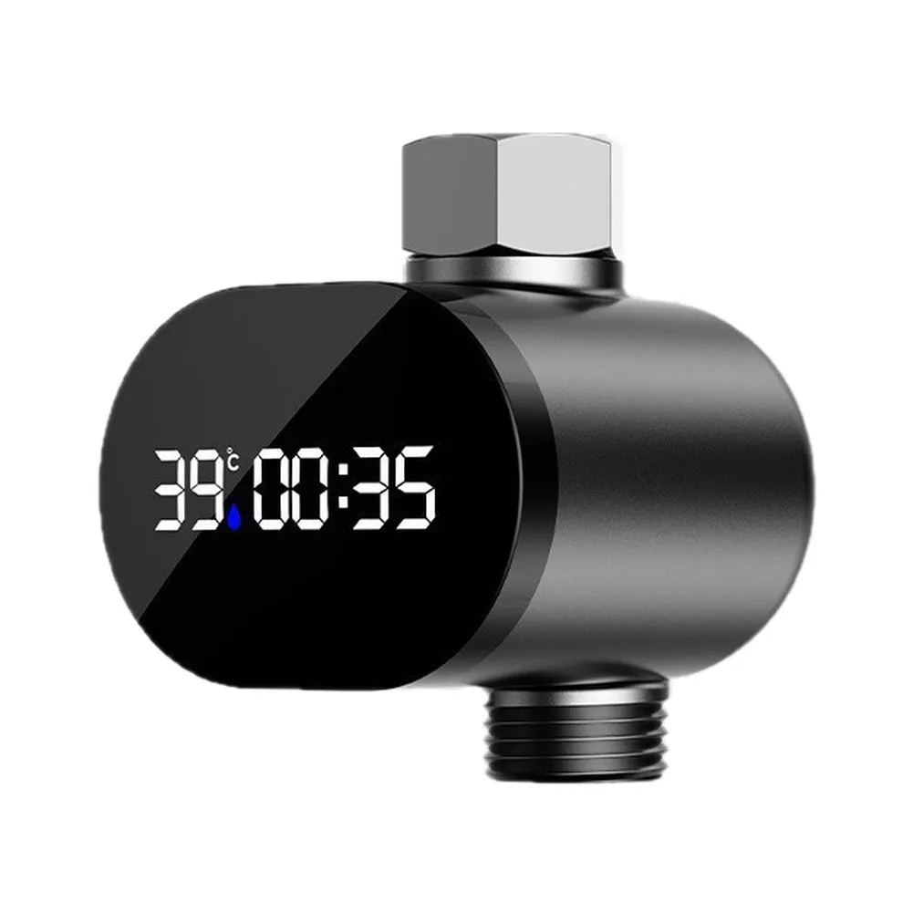 For Battery Free LED Shower Head With Real Temperature Display ABS Black Digital Thermometer For Safe Bathroom Anti Scalding