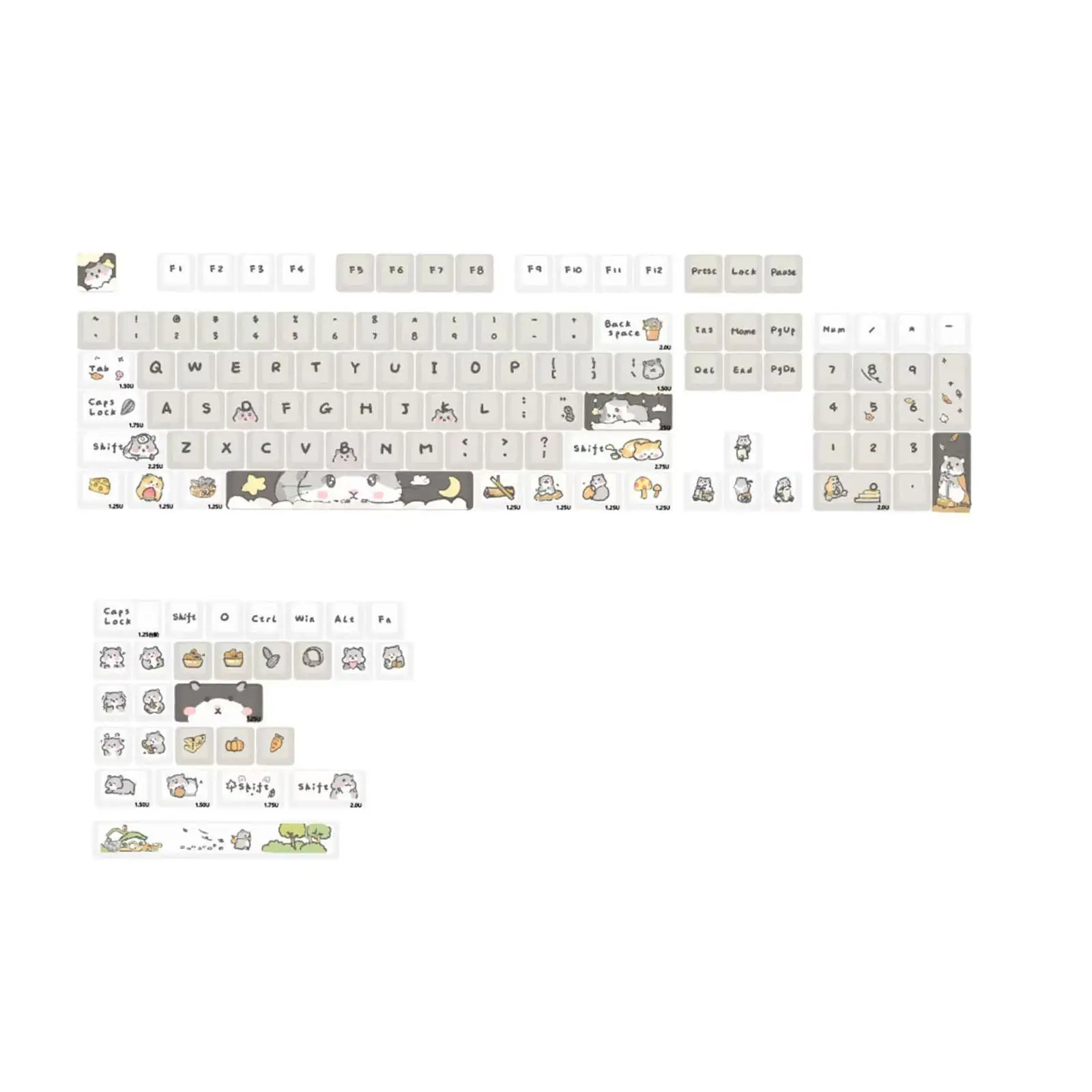 Teclas PBT 132 resistentes al desgaste, regalo Ideal, patrones de ardilla, reemplazo de impresión, resistentes, transparentes, fáciles de instalar