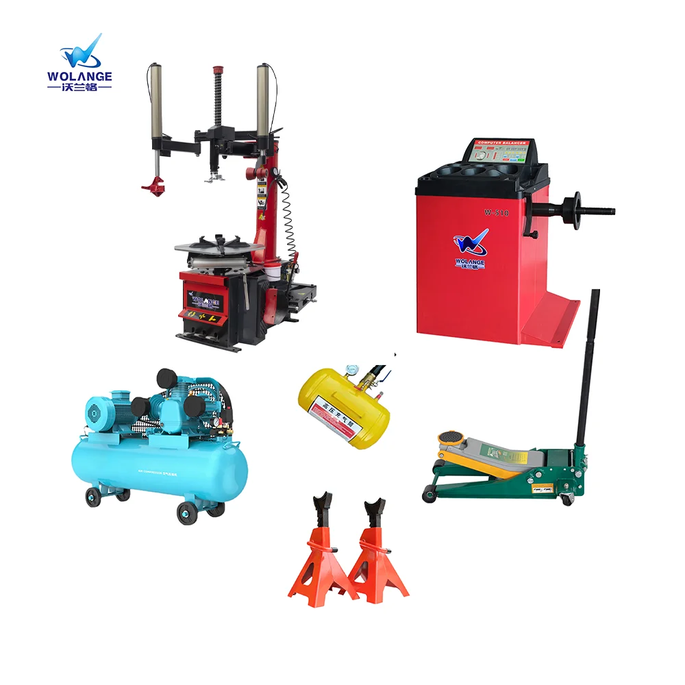 Full Set Tire Fitting Equipment Wheel Balancer Balancing AC Machine Car Jack Tire Changing Removal Tire Changer Machine