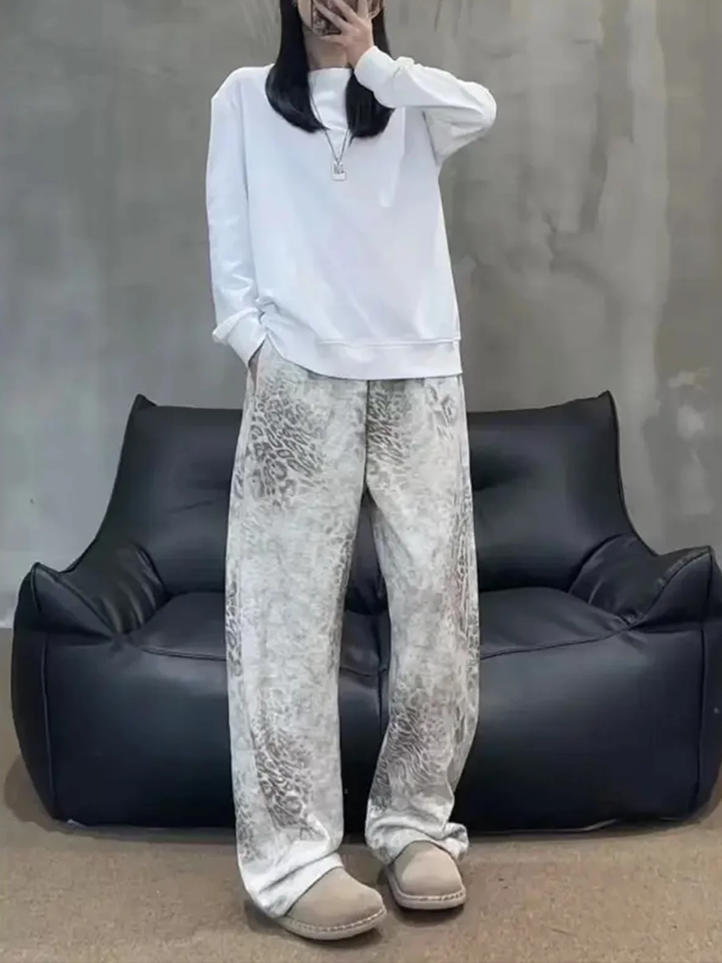 

American Retro Camouflage Pants Men's Autumn Drape Sports Sweatpants High Waist Straight Leg Casual Long Pants Boy Youth