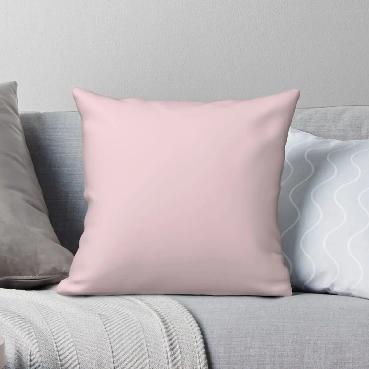 

Blush Pink Solid Color Square Pillowcase Polyester Linen Velvet Creative Zip Decorative Bed Cushion Cover