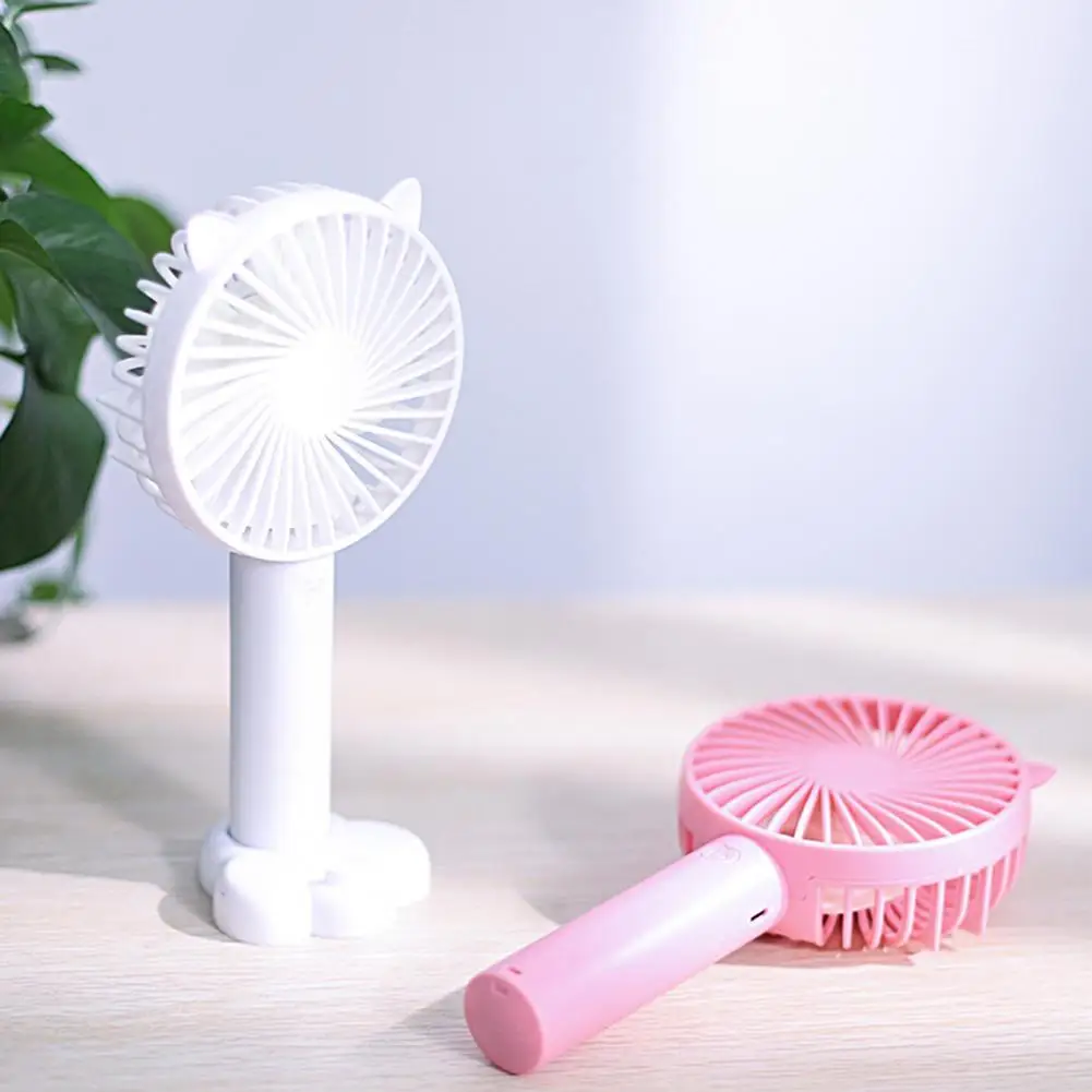 Desk Fan High Velocity Electric Fan USB Rechargeable Student Fan Cat Ear Design Mini Fan Portable Hand Held Fan for Office