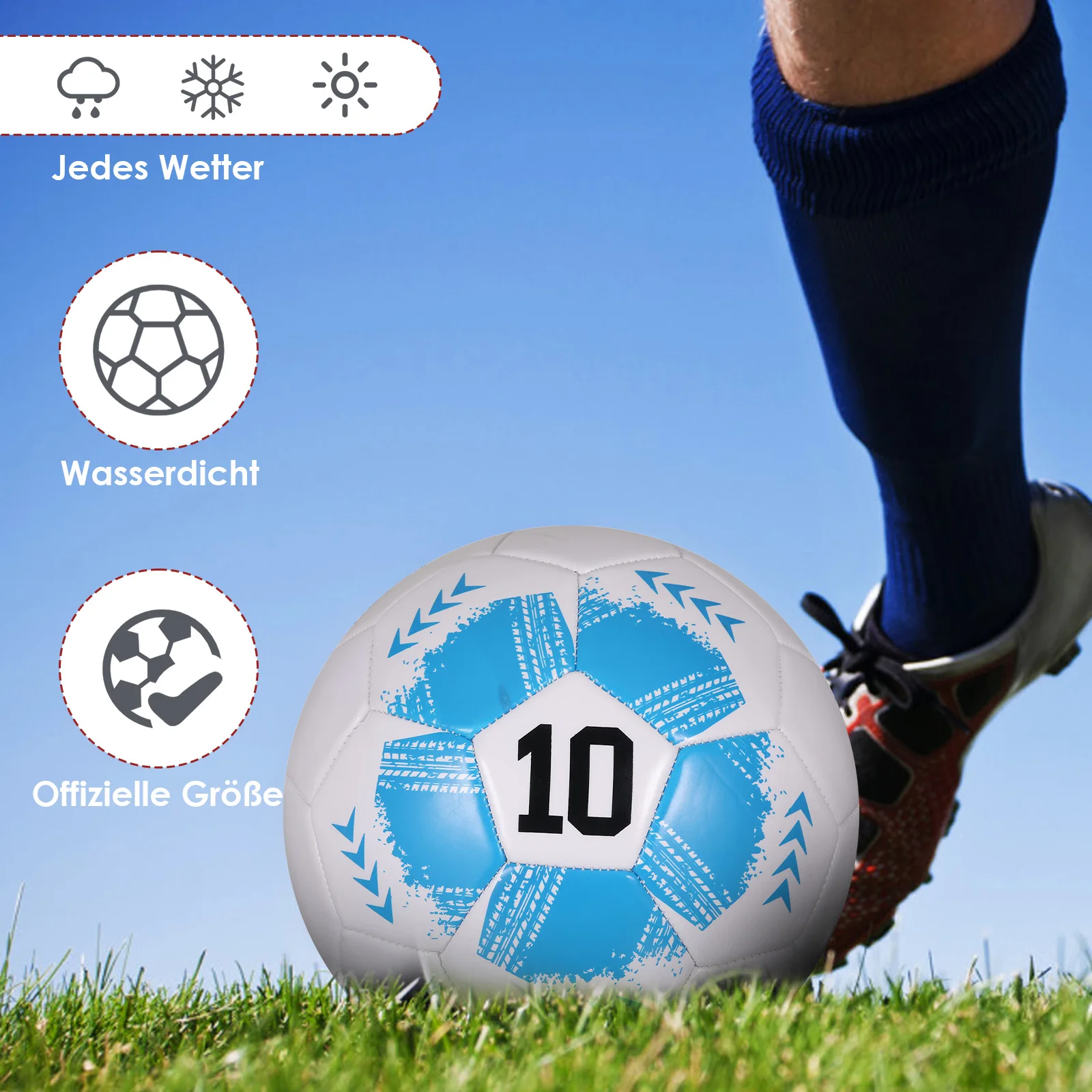 PU Soccer Balls Standard Size 5 Machine-Stitched Ball Sports League Outdoor Match Football Training Ball for Children Adults