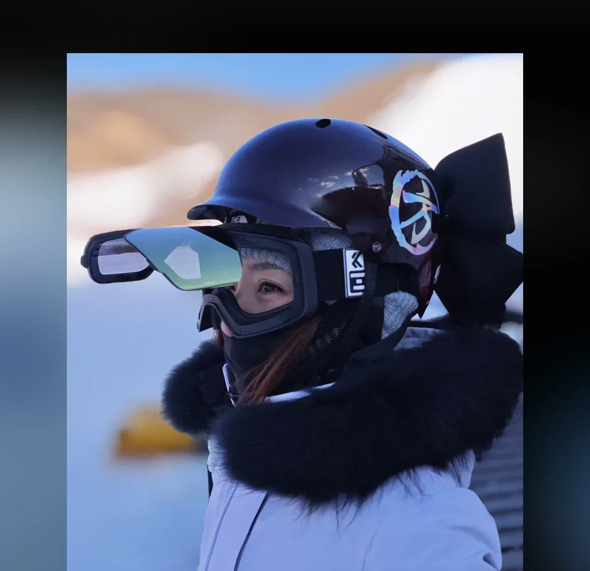 Kapvoe Neue Flip-Over Magnetische Photochrome UV400 Schneebrille Ski Herren Schneemobil Antibeschlag Snowboardbrille Damen Skiausrüstung – Detail 1