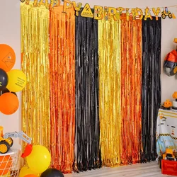6PCS 2M High Foil Fringe Curtain Backdrop Holiday Theme Photo Booth for Halloween Christmas Birthday Wedding Party Decorations