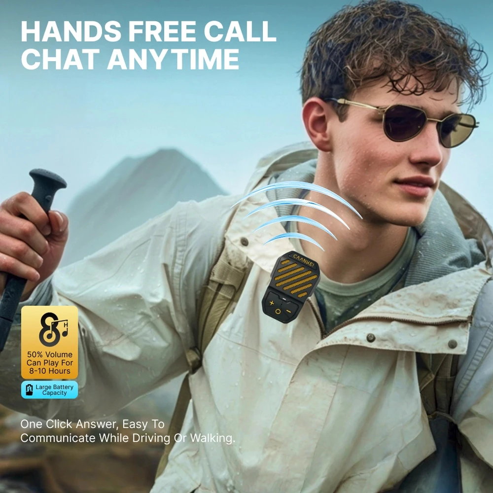 مشبك يمكن ارتداؤه على سمّاعات بلوتوث مكبر صوت محمول بلوتوث مع ميكروفون للمكالمات بدون استخدام اليدين وقت تشغيل 10 ساعات هدايا صغيرة للرجال