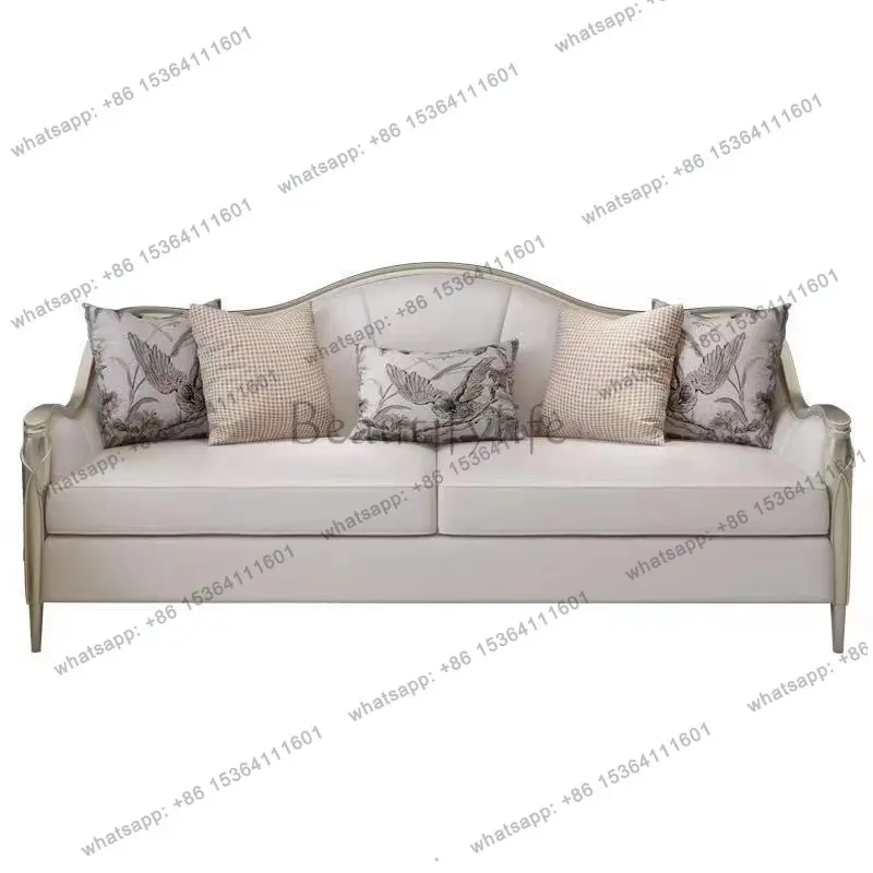 American light luxury solid wood sofa living room simple modern 123 French high-end sofa combination