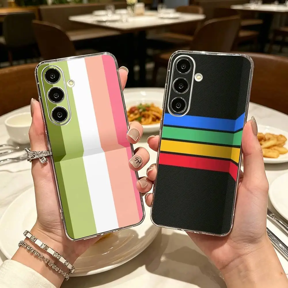 classic Korean stripes Phone Case For Samsung A71, A70, A52, A51, A40, A30, A20 Transparent Cover