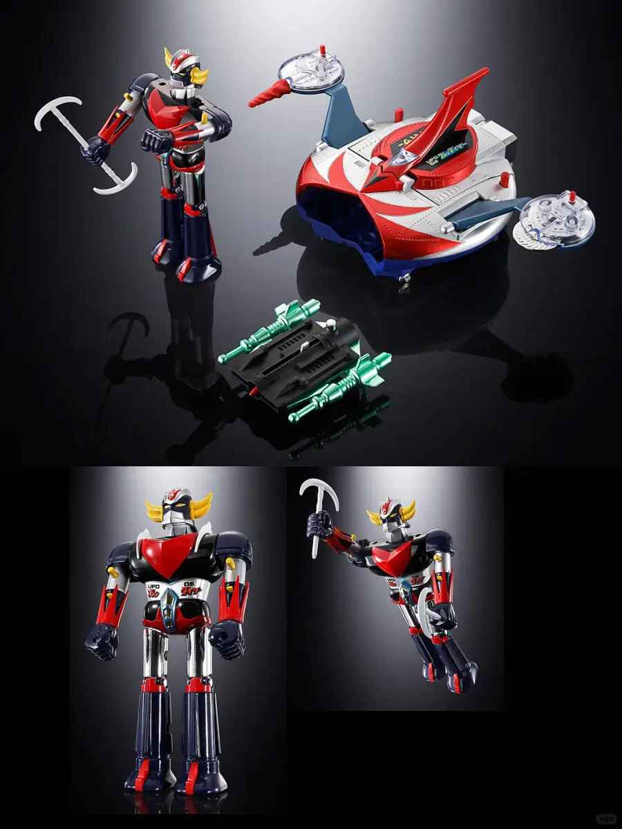 Oryginalny model do składania Bandai CHOGOKIN GRENDIZER & SPAZER UFO SET 1975 Replika Anime Figurka Akcji Kolekcjonerski Model Zabawka Prezent