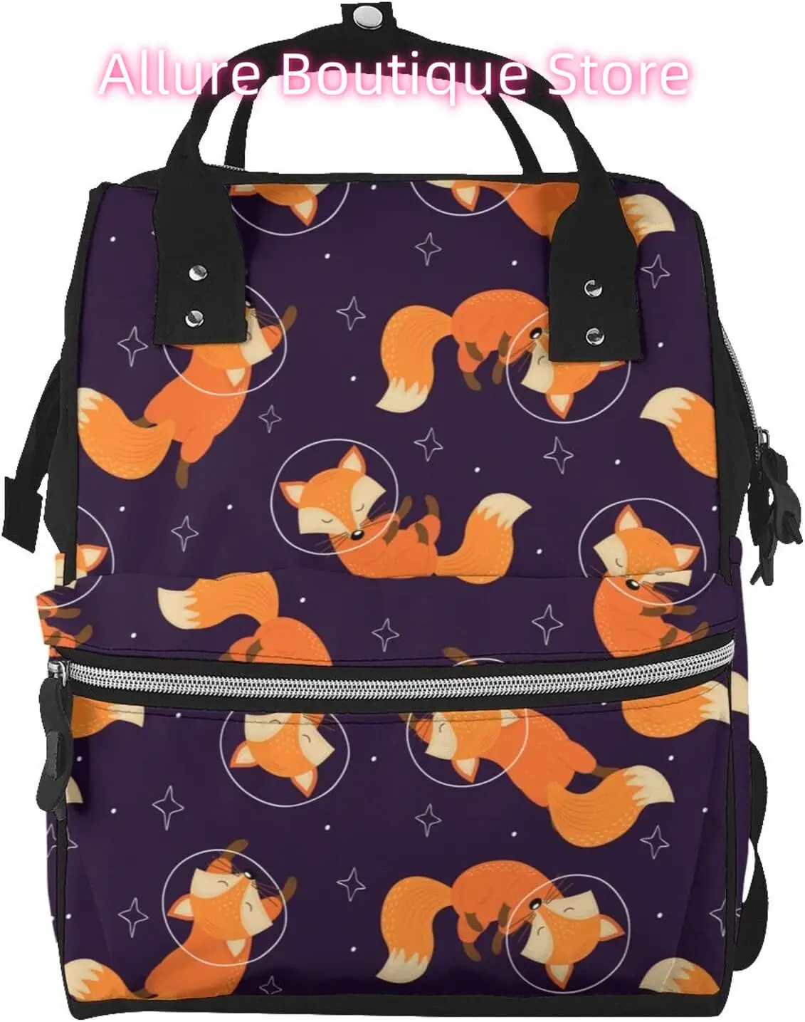 

Space Fox Diaper Bag Backpack for Women Large Capacity Nappy Bag Multifunction Waterproof Mummy Backpacks for Mom Dad