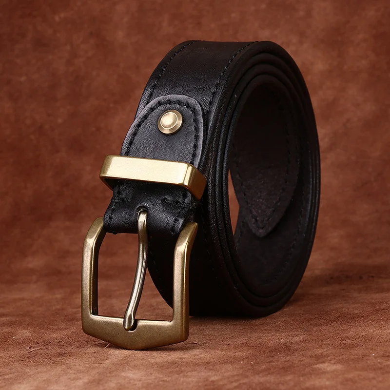 남성용 양각 패턴이 있는 클래식 아프리카 버팔로 가죽 벨트
