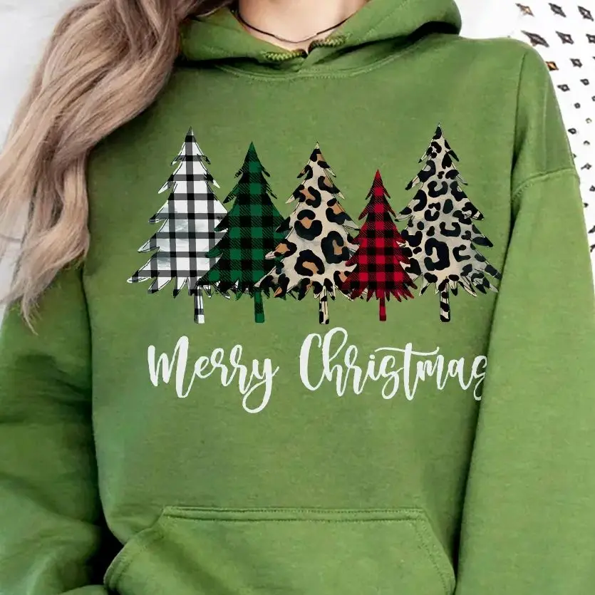 

Unisex Aesthetic Sweatshirt Long Sleeves Casual Hoodies Stylish Pullover Daily Wear Multiple Colors Versatile Christmas Trees