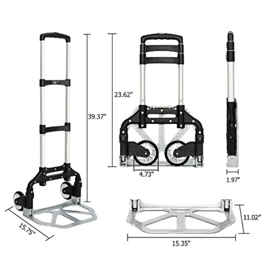 Folding Hand Truck Aluminum Portable Folding Hand Cart 165lbs Capacity Hand Cart and Dolly Ideal for Home Auto Office Travel Us view 5