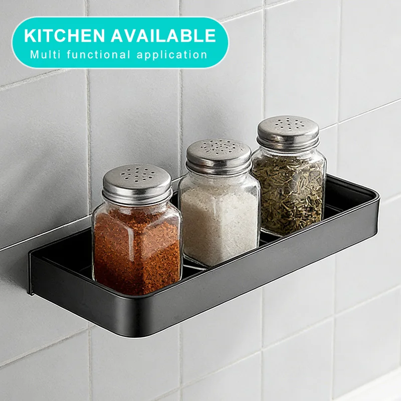 Punch-free Black Bath Shelves Bathroom Shelf Nail-free Shampoo Holder Shelves Storage Shelf Rack Bathroom Basket Holder ML1018